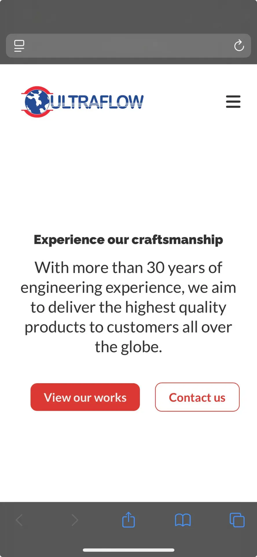 UltraFlow on mobile — fully responsive design shown on iPhone